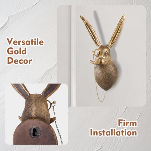 UITWMKTG Gold Rabbit Head Wall Decor - Modern Animal Sculpture, Bunny