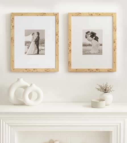 Faux Burlwood Picture Frame Set - 16x20 & 8x10 Wall Decor for Gallery Wall