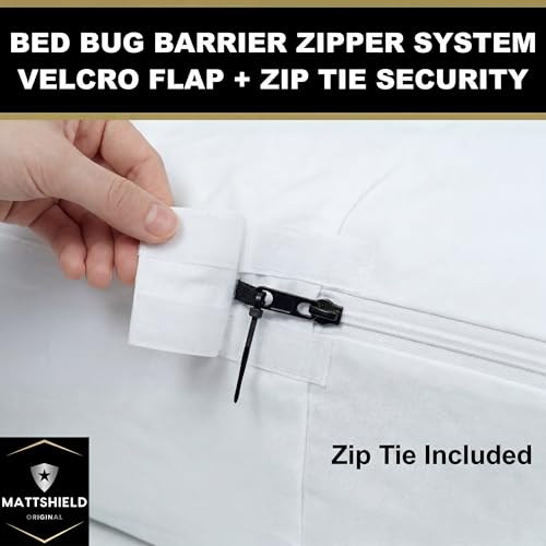 Cotton Zippered Bed Bug Mattress Cover Full Size 6-Sided Waterproof Encasement - Ultimate Bed Protection Kit