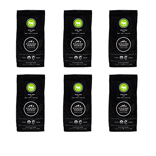 Kicking Horse Coffee Kick Ass Dark Roast Whole Bean 10oz Pack of 6