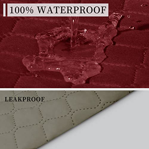 ISSUNTEX Waterproof Recliner Cover Oversized Christmas Red/Beige Reversible Furniture Protector