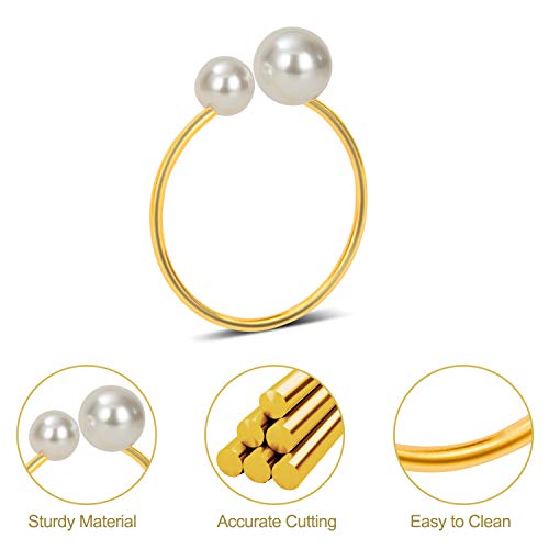 KPOSIYA Pearl Gold Napkin Rings Set of 50 - 1.7 Inch Napkin Holders for Table Decor