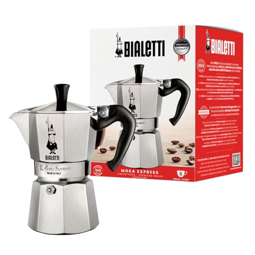 Bialetti Moka Express 6-Cup Italian Stovetop Espresso Maker Silver