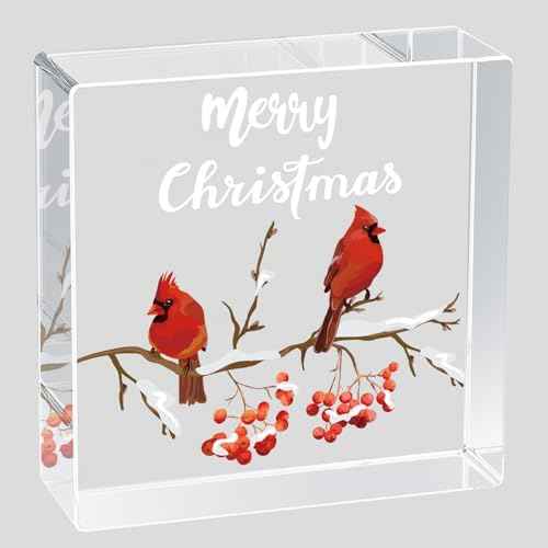 Christmas Table Decorations Christmas Decor Indoor Home Room Cardinals Office Bathroom Acrylic Sign Rustic Shelf Desk Decor Season Sign House Warming Gifts 4.5 x 4.5 Inch