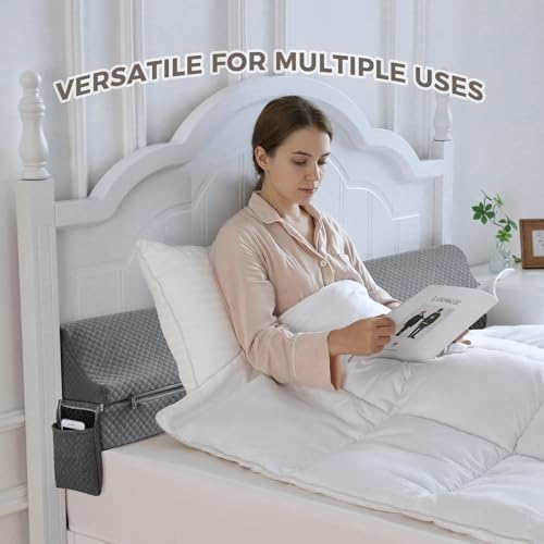 Couzssyhi King Size Bed Wedge Gap Filler Pillow Gray 76x10x6 Adjustable