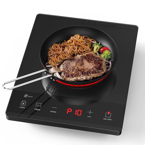 PAYISHO Portable Electric Hot Plate with 10 Power Levels, Timer & Child Lock, 1800W Ceramic Cooktop