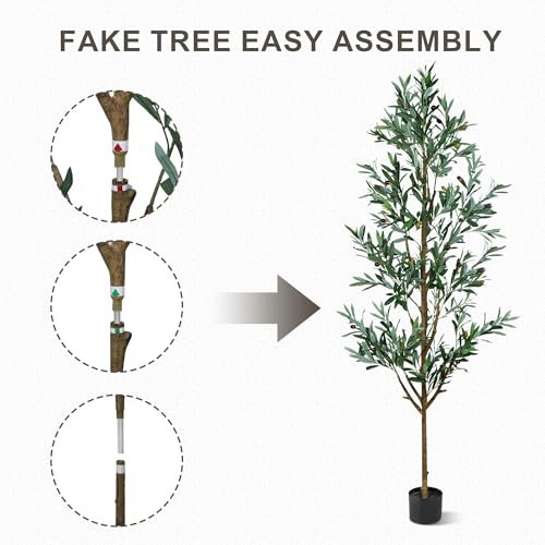 ZOES HOMDECO 6FT Faux Olive Tree with Boho Basket - Indoor Artificial Tree
