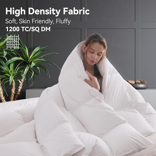 Queen All-Season Goose Feather Down Comforter - Luxury Hotel-Grade Bedding