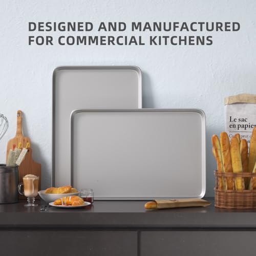 Crosson 16x24 Inch Commercial Aluminum Cookie Sheet Pan Set of 3 - Baking Tray & Jelly Roll Pan