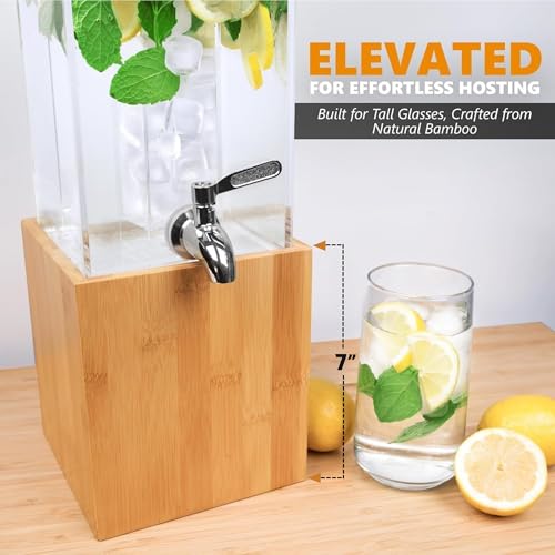 Acrylic Drink Dispenser 1.25 Gal with Stand & Ice Core - Leakproof Beverage Server
