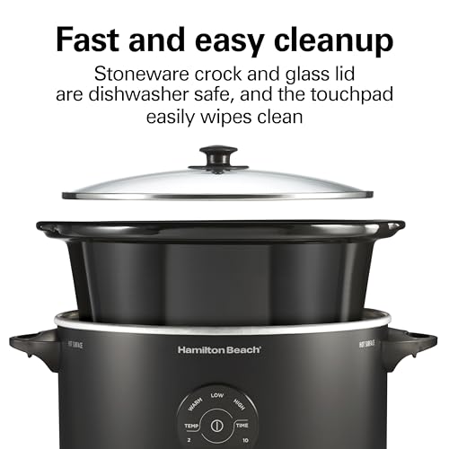 Hamilton Beach 7 Qt Portable Programmable Slow Cooker with Lid Latch, 15 Cooking Options