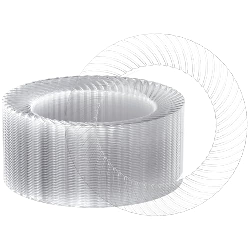 Disposable Clear Plastic Dinner Plates - 10 Inch, 100 Count, Heavy Duty, Elegant Edges
