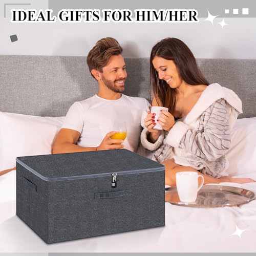 Lockable Toy Storage Box - Gray, 23.6 x 15.8 x 11.8 Inches, Personal Privacy Lock