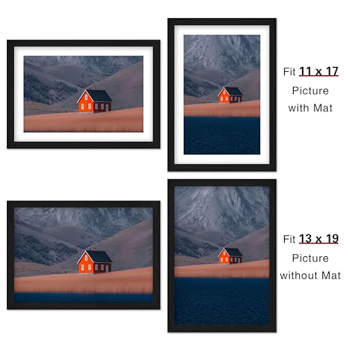 13x19 Wall & Tabletop Picture Frame with Mat and Plexiglass - Horizontal & Vertical Display