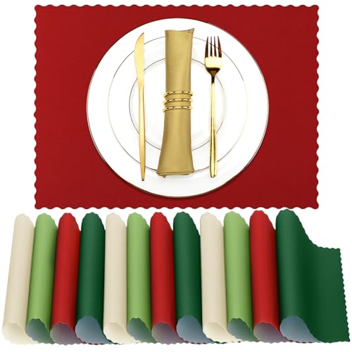 Panelee Classic Color Christmas Paper Placemats 120 Pcs 10 x 14 in Disposable Table Mats
