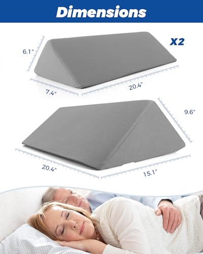 Fanwer Grey 3-in-1 Bed Wedge Pillow Set for Side Sleeping & Body Support, 19.69"