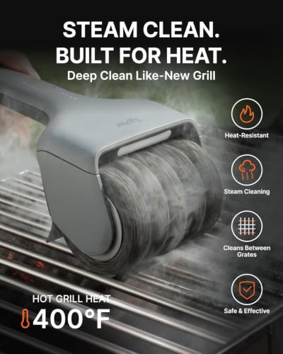 Electric Grill Brush with Anti-Stall Tech - Bristle-Free, Silver Grey