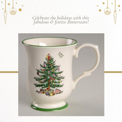 Spode Christmas Tree 12oz Footed Mug with Santa & Holiday Decor