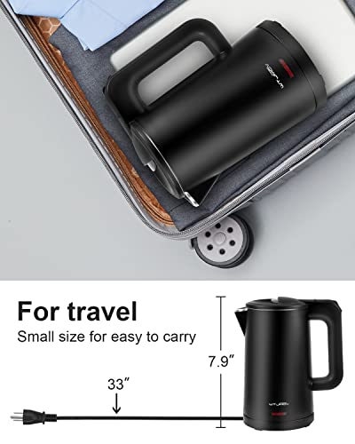 8-Cup Electric Kettle 0.8L Stainless Steel Fast Boil Portable Water Heater