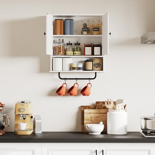 RRX Wall-Mounted Bathroom Cabinet with Towel Bar - White