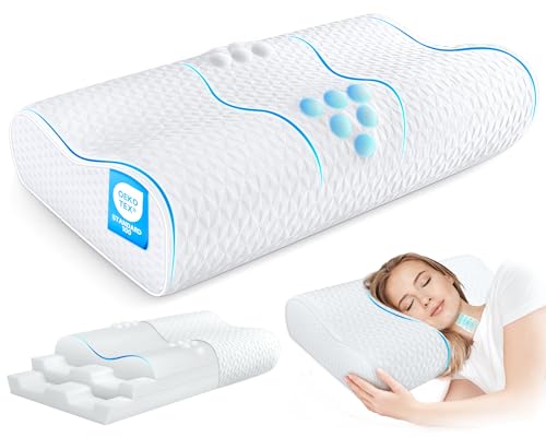 Queen Size Cervical Neck Pillow for Pain Relief Adjustable Memory Foam Bed Pillow