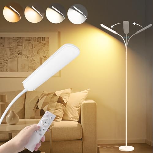 Marctronic White LED Floor Lamp 18W 1800LM Dimmable Remote & Smart Plug Compatible