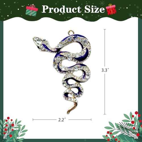 Purple Snake Ornament for Christmas Tree Decorations Metal Snake Christmas Ornaments with Rhinestones Animal Xmas Tree Ornament Xmas Keepsake Gifts for Women Girls Kids