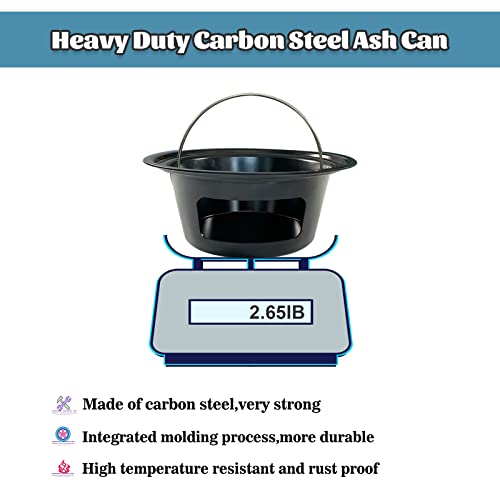 Kamado Cooker Ash Can with Folding Handle for Large Green Egg - Carbon Steel Ash Pot