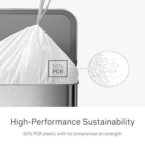 simplehuman Code P Custom Fit Trash Liners 200 Pack - Extra Thick, Drawstring, 50-60L, 50% PCR Plastic