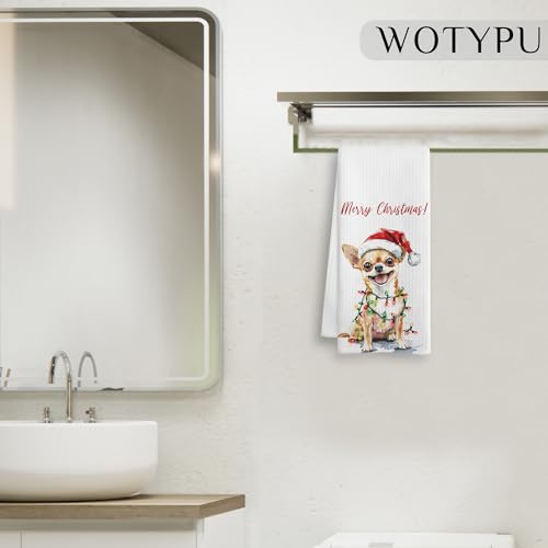 WOTYPU Chihuahua Christmas Kitchen Towels - Dog Lover Gift, 16x24 Inch - Chihuahua-10