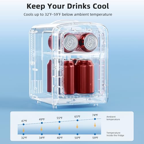 Antarctic Star Black 4L Compact Mini Fridge with Gaming Light, Portable Cooler