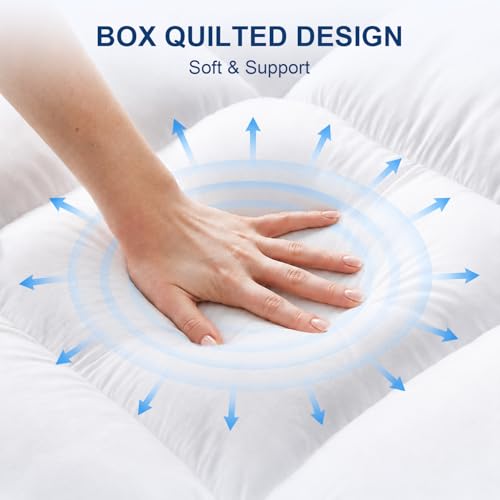 Queen Mattress Topper White 900 GSM High-Fill Plush Bed Cushion