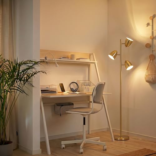 Brightech Jacob LED Floor Lamp - Adjustable 3-Light Tree in Brass Finish