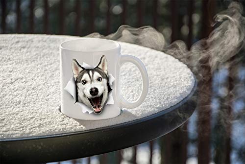 Winston & Bear Happy Husky Dog Mug - 11oz Ceramic Funny Coffee Mug - Great Gift for Dog Lovers - Novelty Present for Men & Women