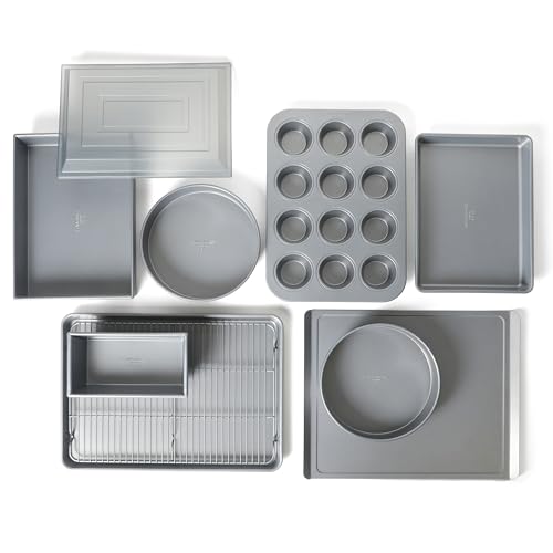 10-Piece Nonstick Bakeware Set with Steel Core and PFOA-Free Coating