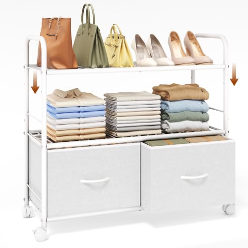 Heavy-Duty Metal Closet Organizer with Fabric Drawers - 3-Tier Storage