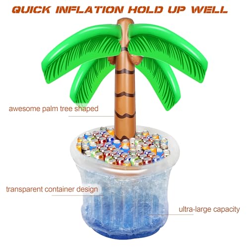 2 Pack Inflatable Palm Tree Cooler - 60" Pool Party Tropical Decor