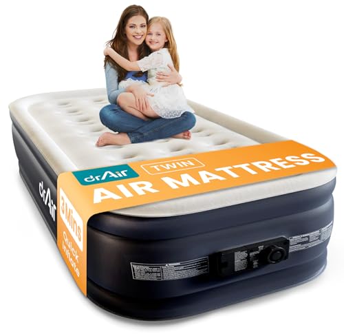Twin Air Mattress with Built-In Pump - 18-Inch Raised Waterproof Inflatable Bed Gray & Black Variation