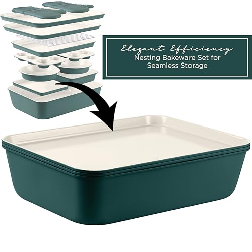 Country Kitchen Nonstick Stackable Bakeware Set - Sage Without Handles, 13 Pcs
