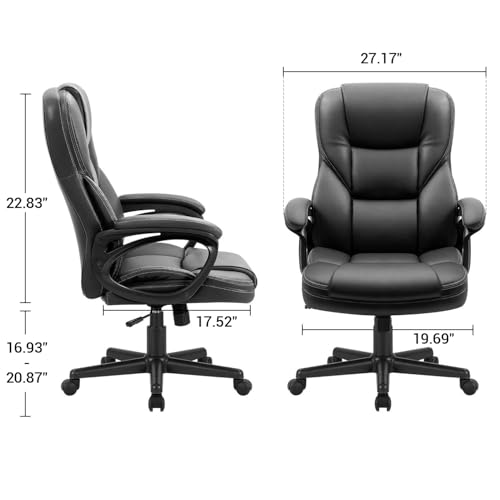 Furmax Black Executive Office Chair with Lumbar Support & Swivel, Adjustable Height