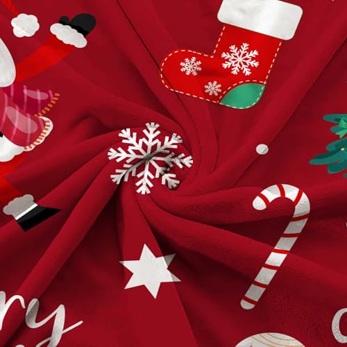 Christmas Blanket Red Christmas Throw Blanket for Boys Girls, Winter Holiday Fleece Blankets, Soft, Flannel, Warm, Cute Xmas Santa Claus Kids Bed Blankets All Season for Bedroom Living Room 50X60 Inch