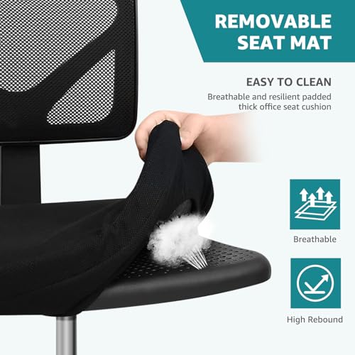 OLIXIS Black Armless Ergonomic Mesh Office Chair - Small Desk Chair, 1 Pack
