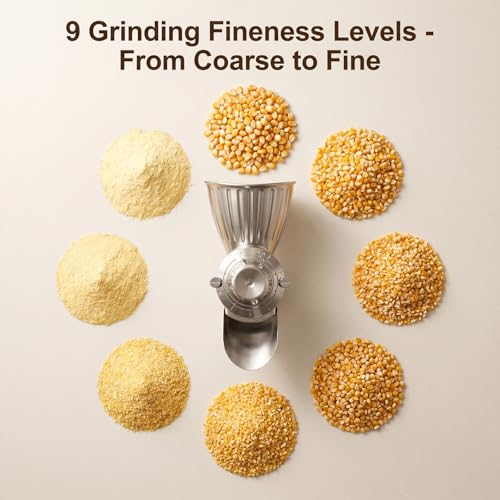 GVODE Silver Grain Mill Attachment for KitchenAid Stand Mixer - 9 Grind Levels