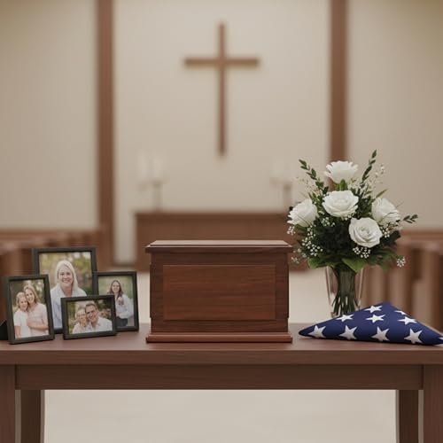 Walnut Wooden Cremation Urn for Adults - Handcrafted Ashes Container