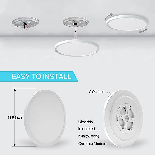 MELEGAN 12 Inch Smart RGB LED Flush Mount Ceiling Light 4 Pack White