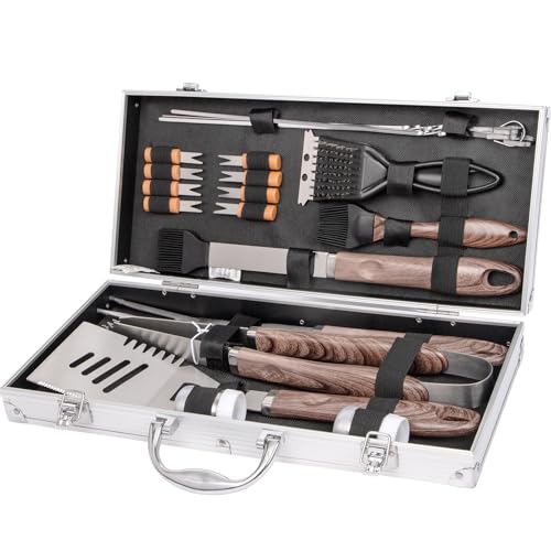 Supernal 21Pcs Deluxe Heavy Duty Stainless Steel Grill Tool Set for Men | 21Pcs Grilling Accessories