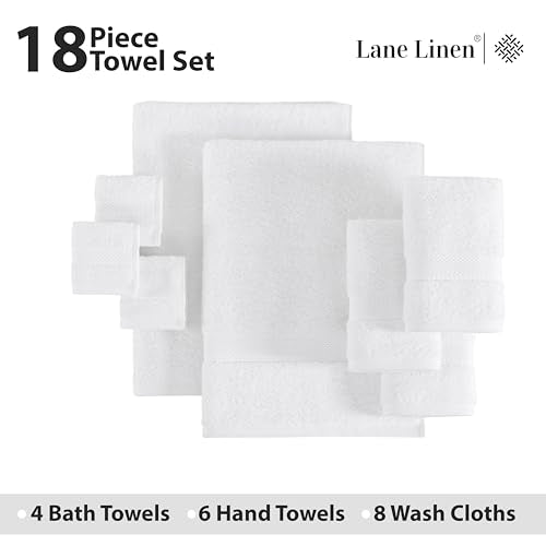 White 18-Piece Cotton Bath Towel Set with Washcloths – Soft & Absorbent