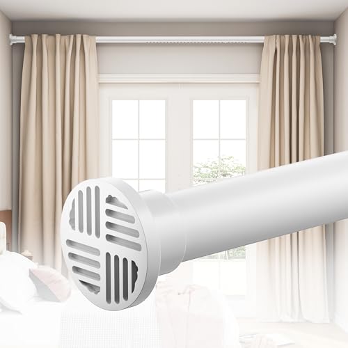 EZFurni No-Twist Tension Curtain Rod 82-123 Inches White No Drilling