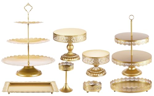 8-Piece Gold Cake Stand Set for Dessert Table - Wedding, Baby Shower, Birthday
