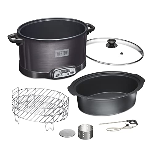Indoor Electric Smoker & 6 Quart Slow Cooker with Smoking Rack - Black, No Party Dipper